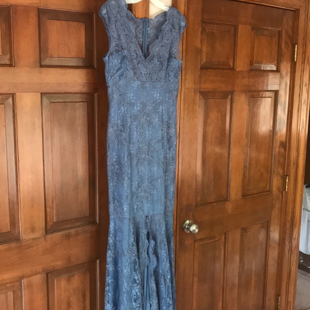 DAVID MEISTER designer lace gown